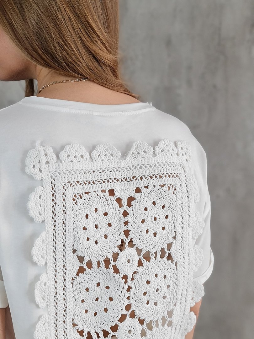 Футболка MIHO'S с кружевом на спине белая, фотография №2