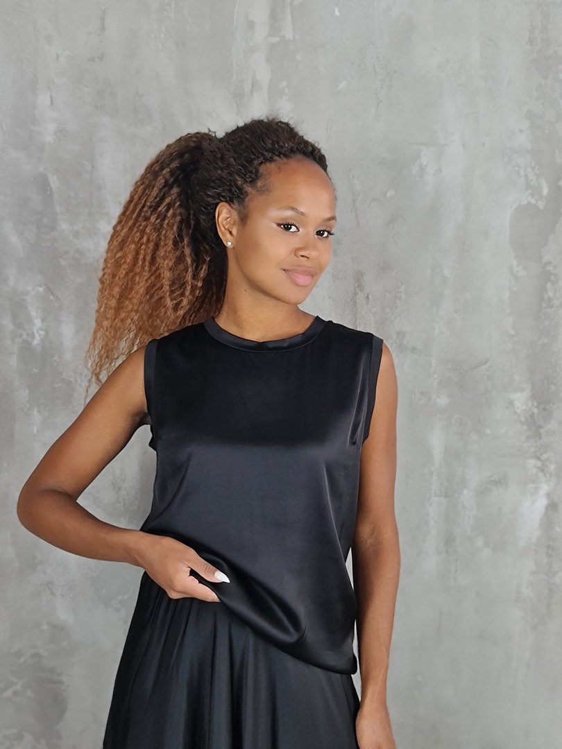 Костюм CLOTHÉ атласный топ и юбка черный, фотография №4