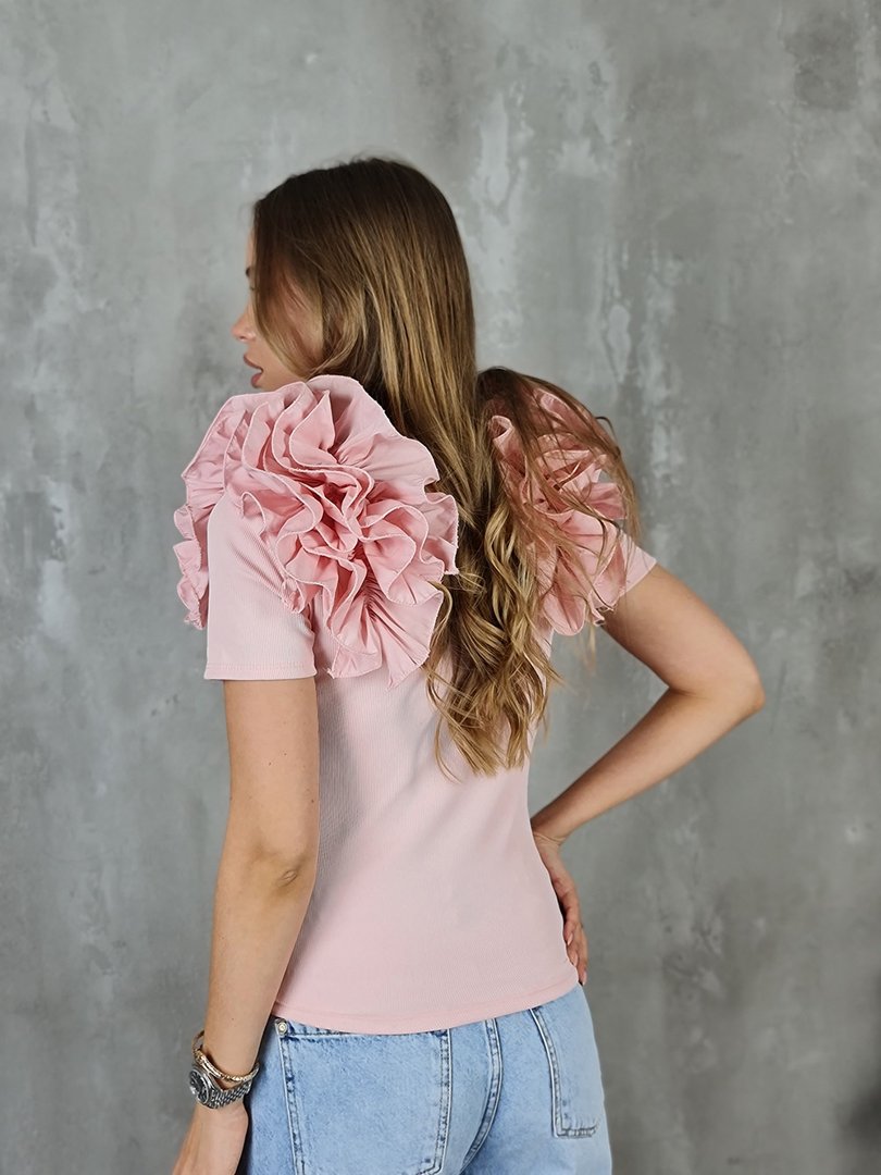 Топ Roberta Biagi с рюшами на плечах пудровый, фотография №2