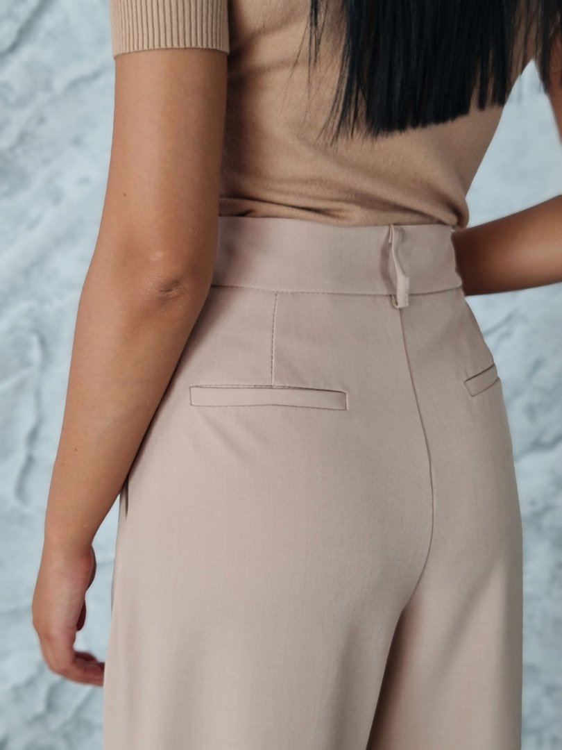 Брюки Imperial палаццо с шлёвками для ремня песочные, фотография №5