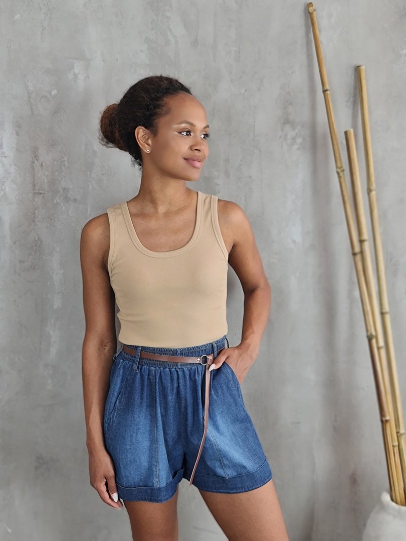 Шорты Please с тонким ремешком легкие синие , фотография №2