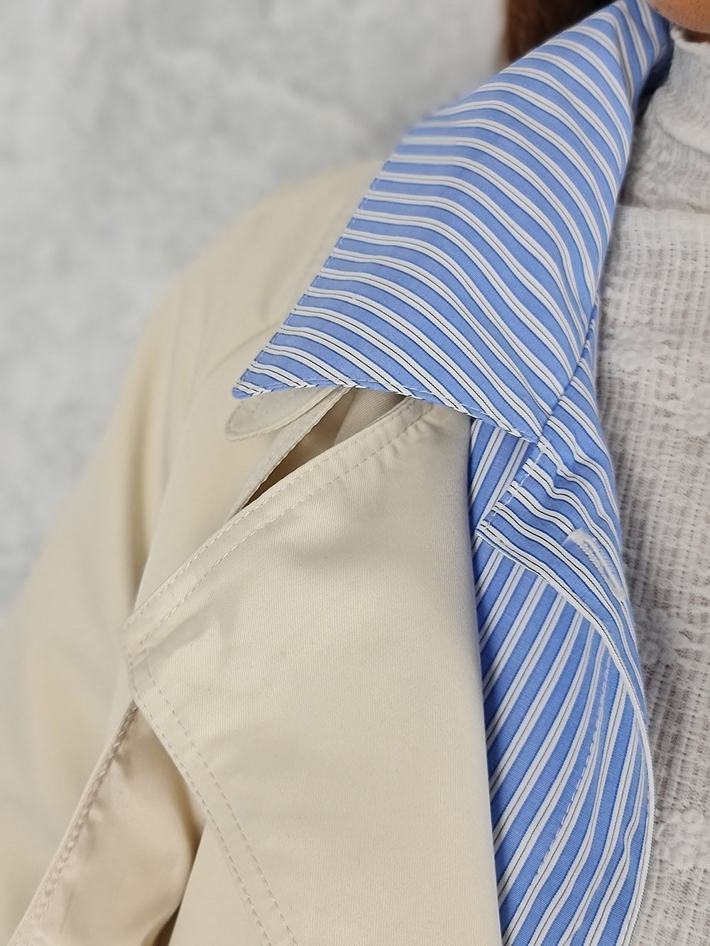 Тренч укороченный Monte Cervino с имитацией рубашки кремовое, фотография №2