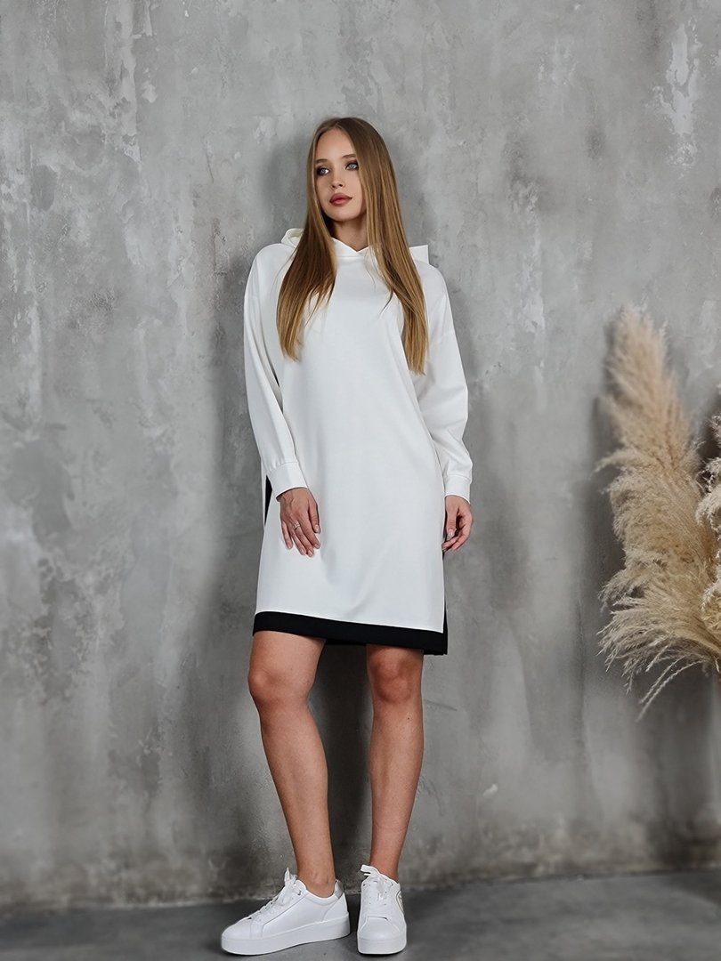 Платье Imperial с черными вставками белое, фотография №2