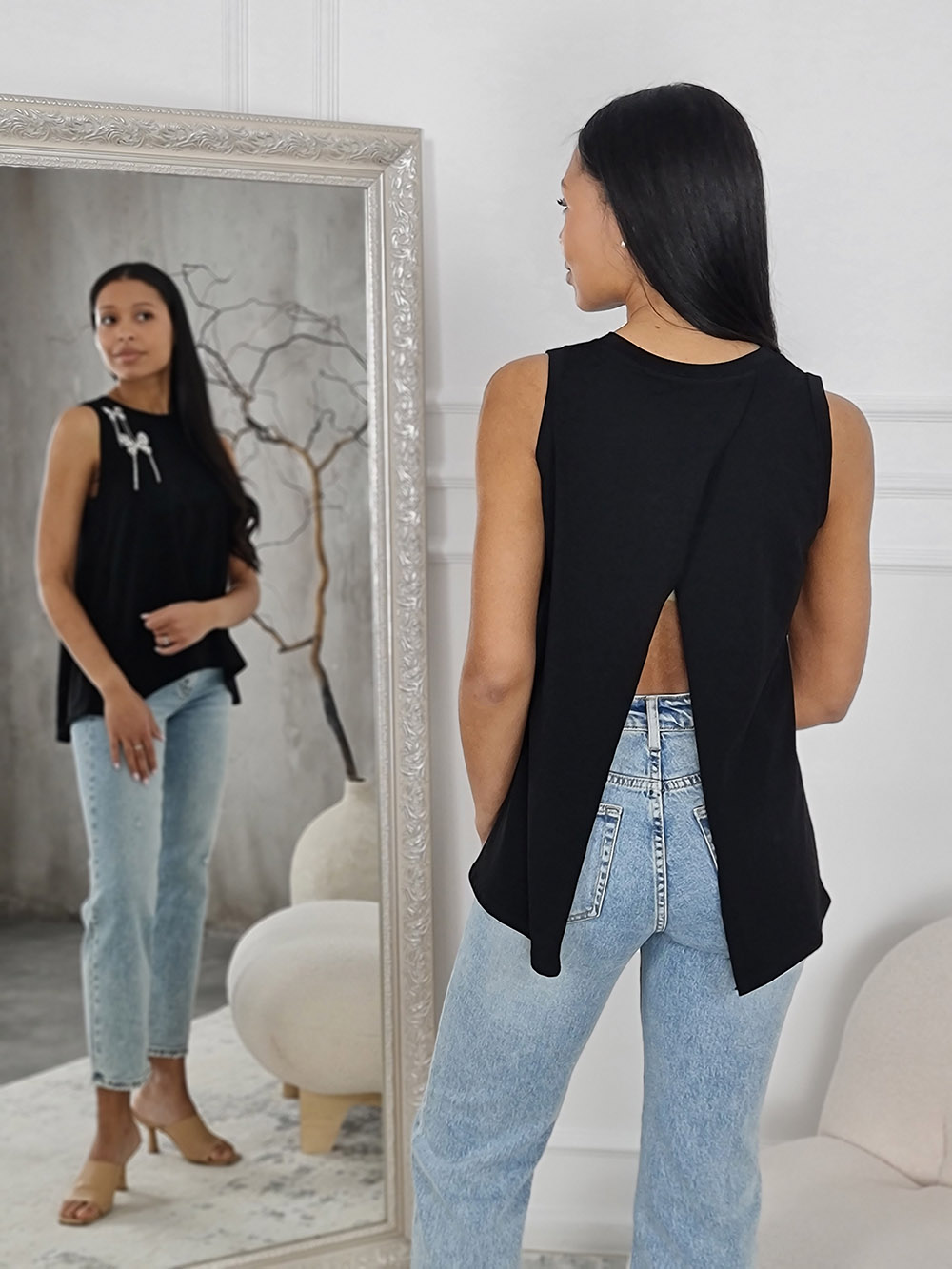 Топ Mitica&co с бабочками из страз черный, фотография №3