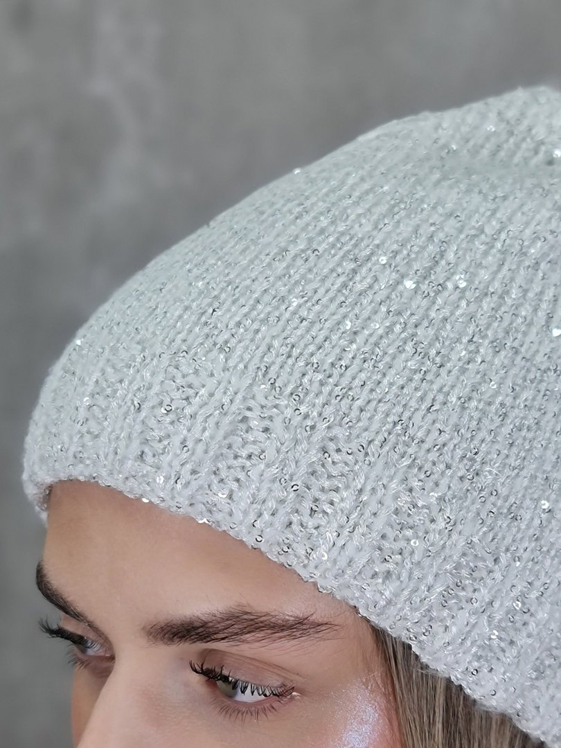 Шапка My Little Italy с пайетками белая, фотография №2