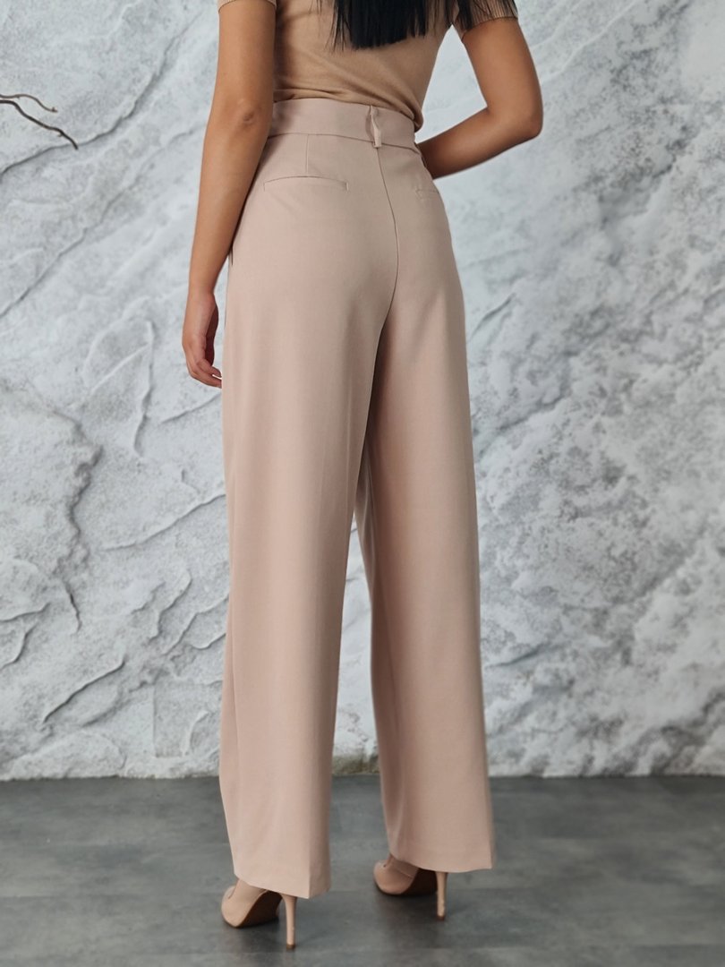 Брюки Imperial палаццо с шлёвками для ремня песочные, фотография №3
