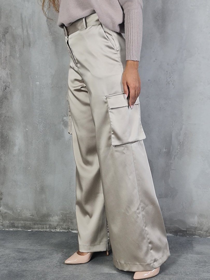 Брюки-карго Imperial атласные бежевые, фотография №3