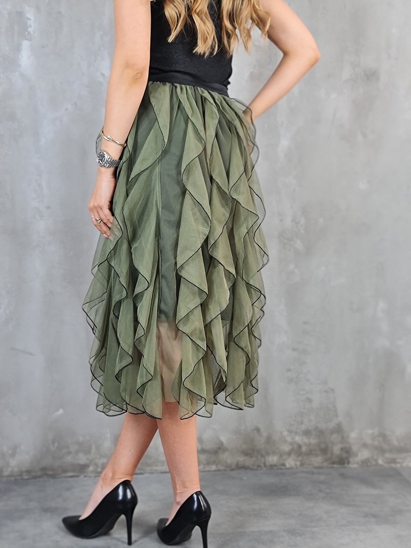 Юбка MIHO'S с рюшами хаки, фотография №3