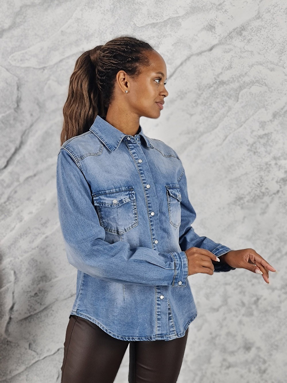 Рубашка Please джинсовая голубая, фотография №1