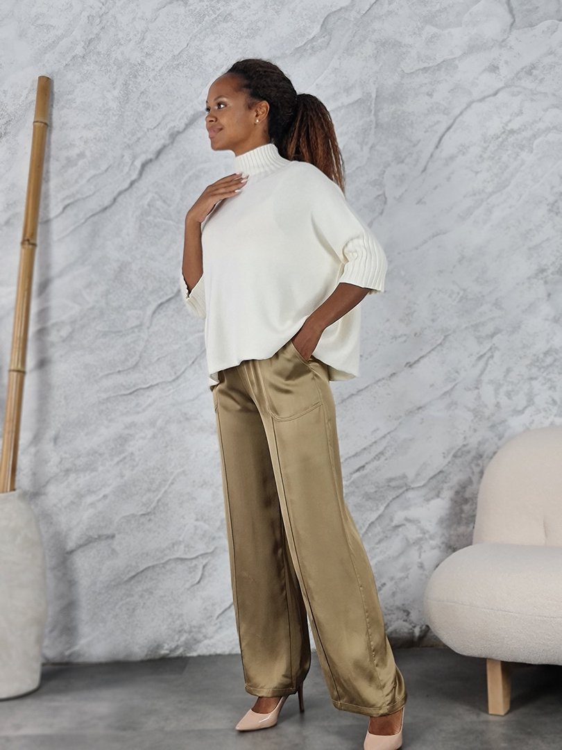 Брюки CLOTHÉ атласные хаки, фотография №1