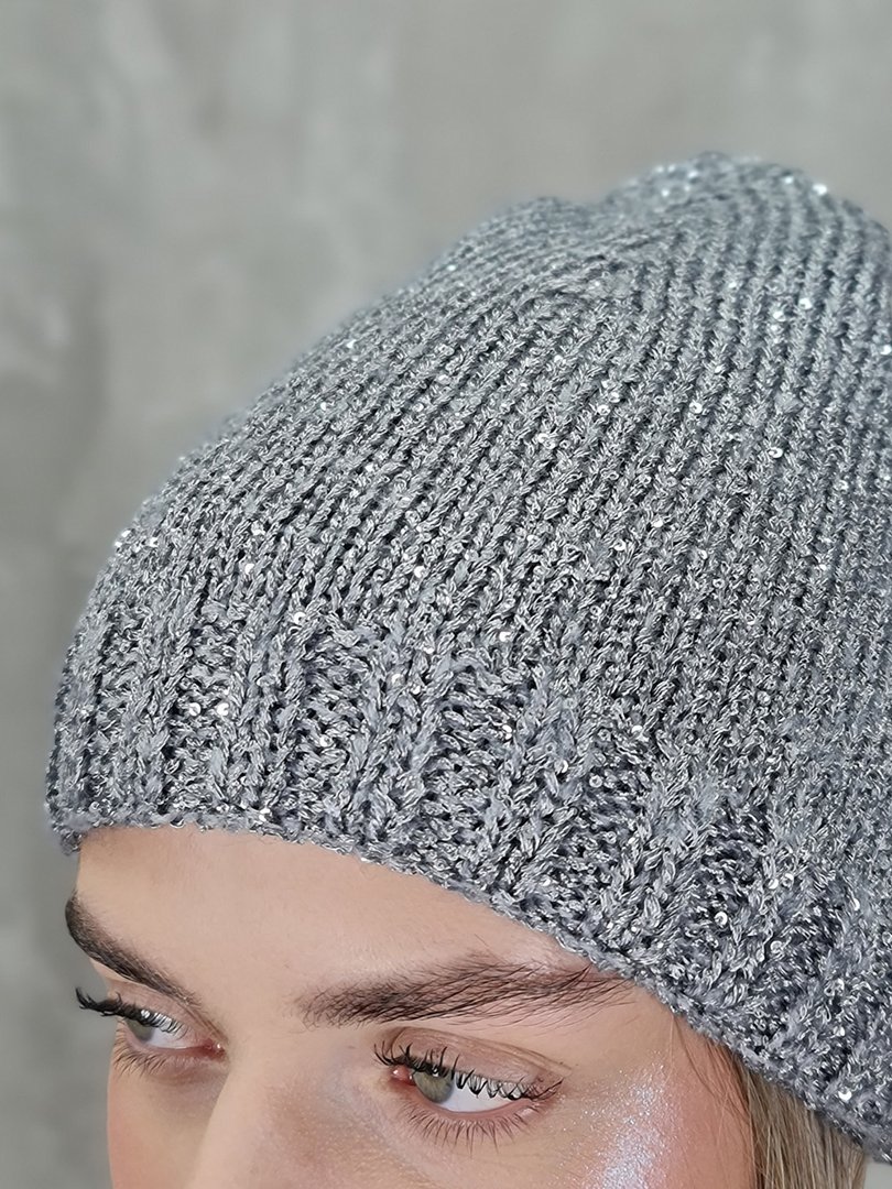 Шапка My Little Italy с пайетками серая, фотография №2