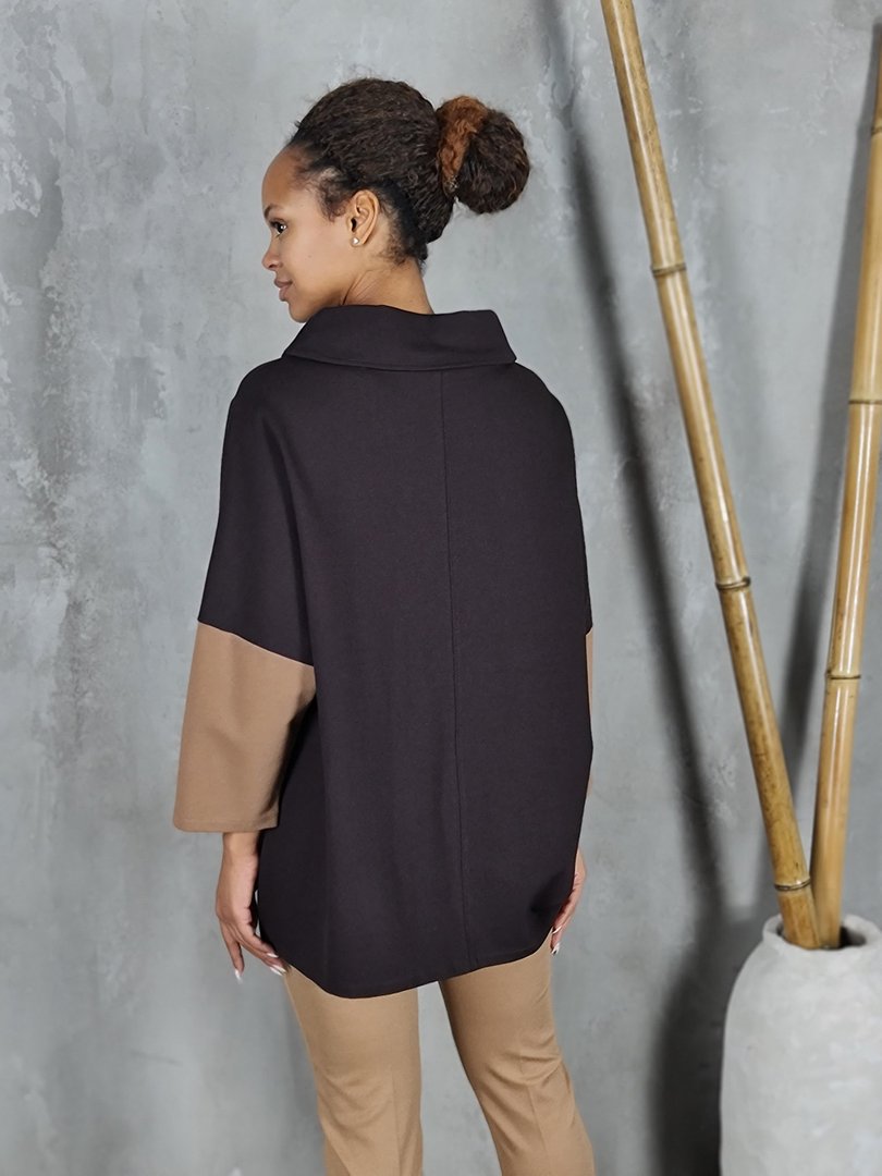 Туника Paquito с широким воротником коричневая, фотография №3