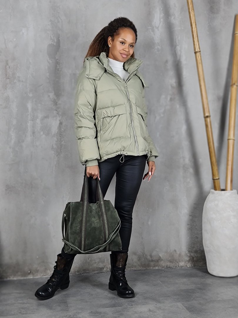 Сумка-шоппер нат.замша оливковая , фотография №2