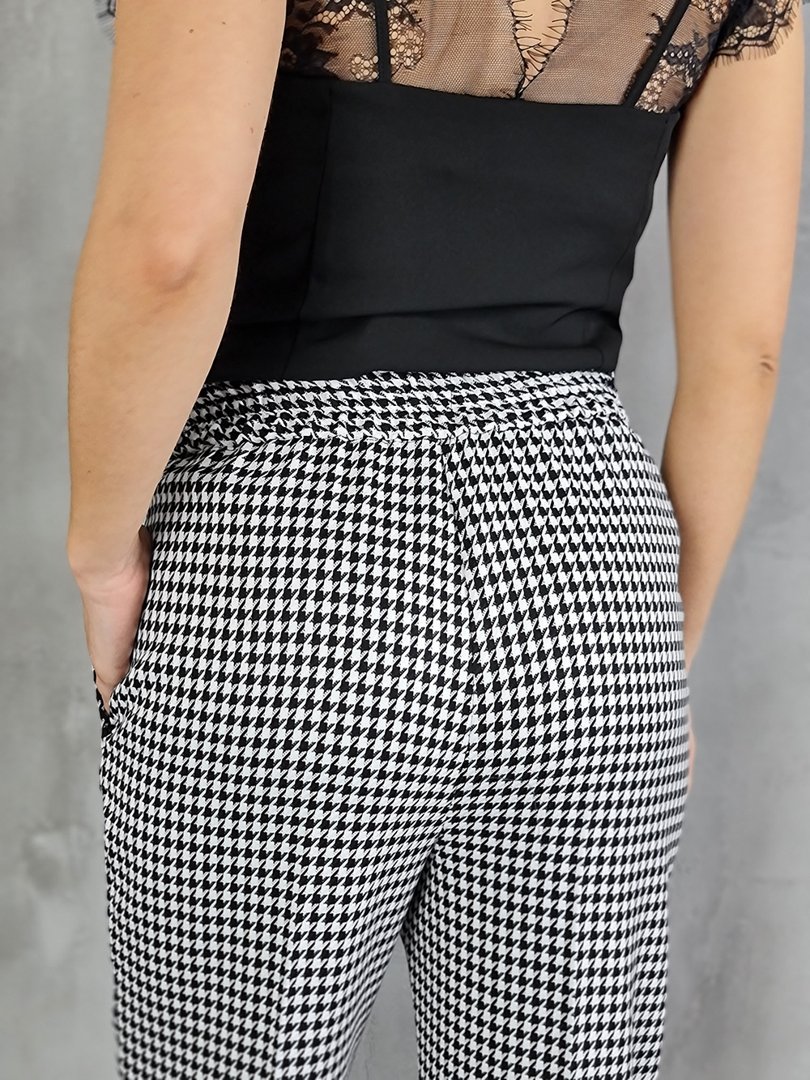 Брюки Imperial с принтом гусиная лапка чёрные/белые , фотография №4