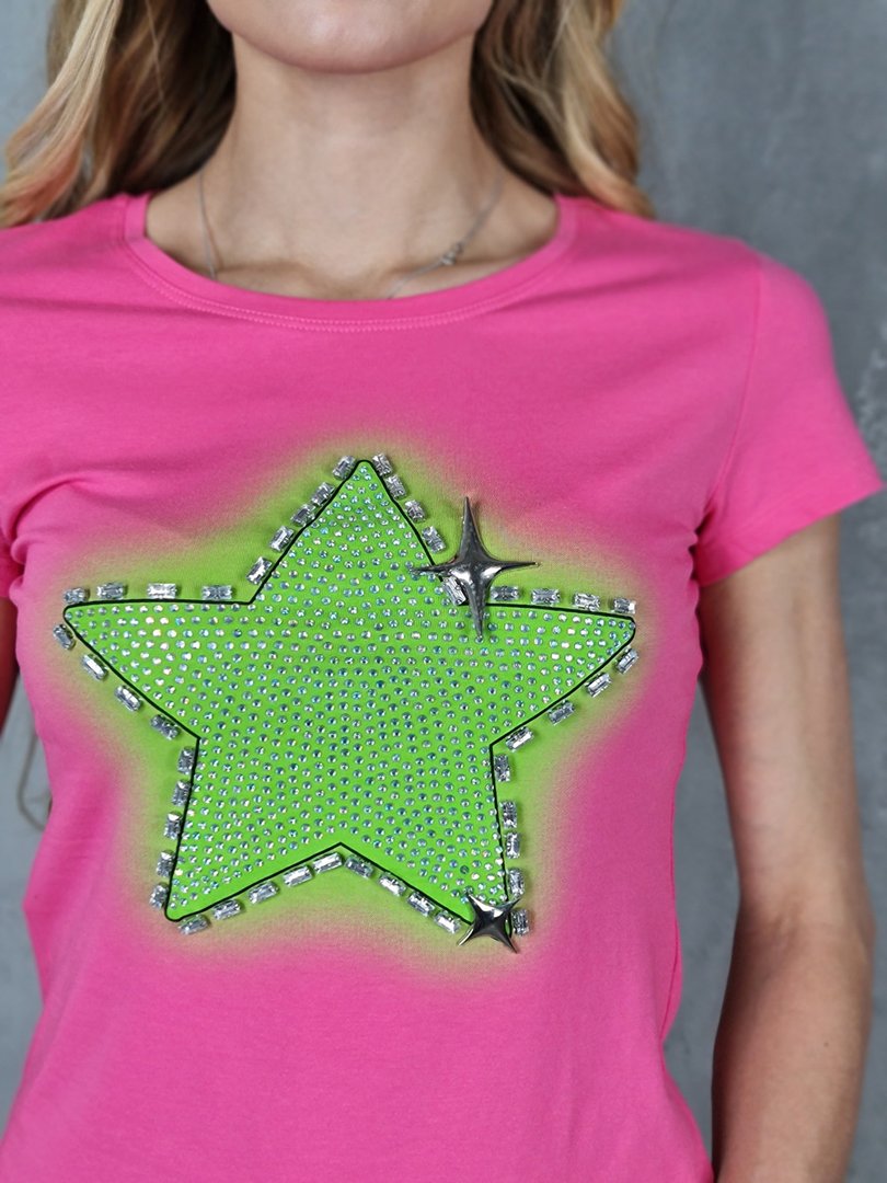 Футболка Monte Cervino с большой звездой розовая, фотография №2