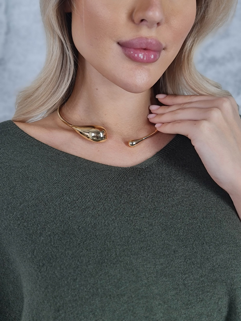 Ожерелье YILI ACCESSORI капелька золотистое, фотография №2