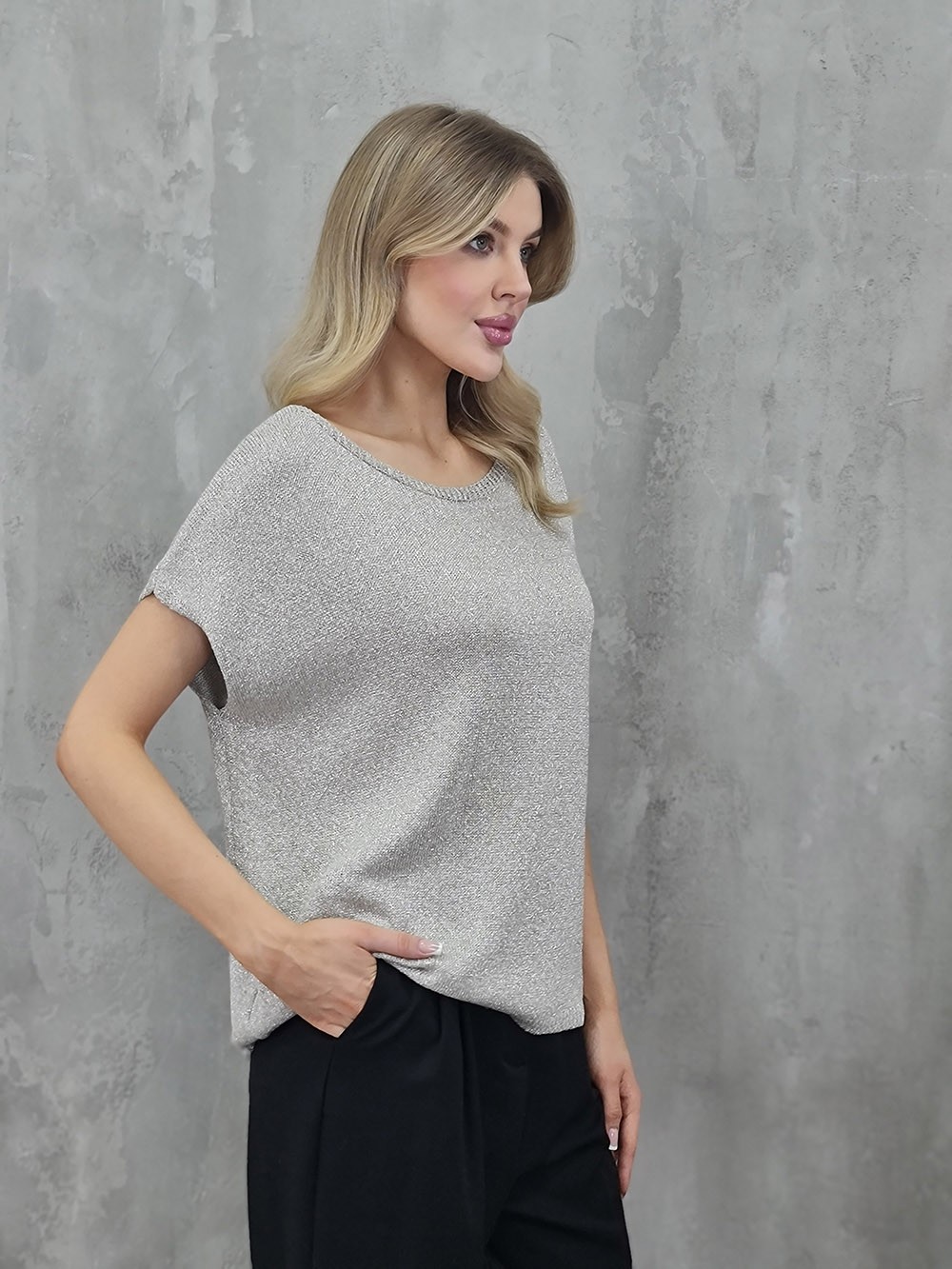 Жилет Souvenir с люрексом серебро , фотография №2