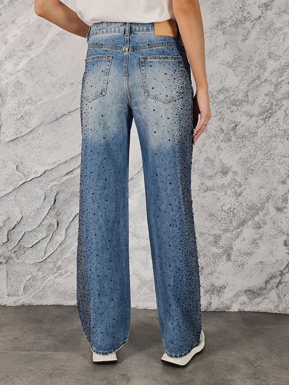 Джинсы Vicolo прямые с камнями синие, фотография №4