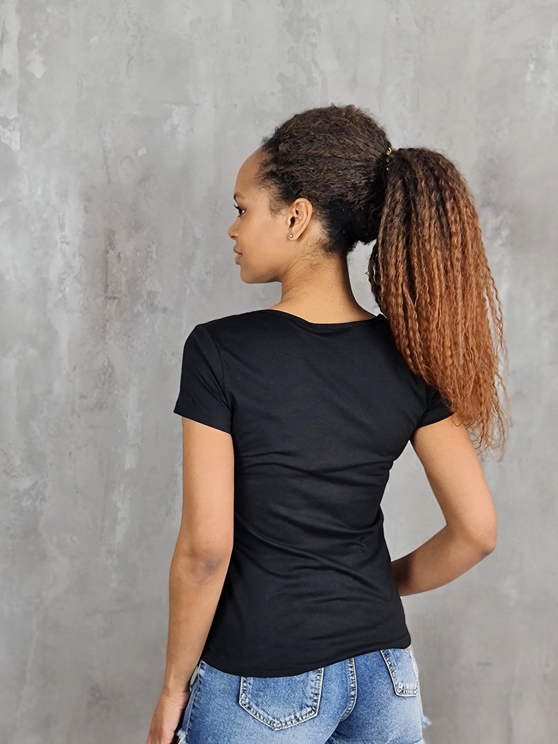 Футболка Roberta Biagi с V-образным вырезом черная, фотография №2