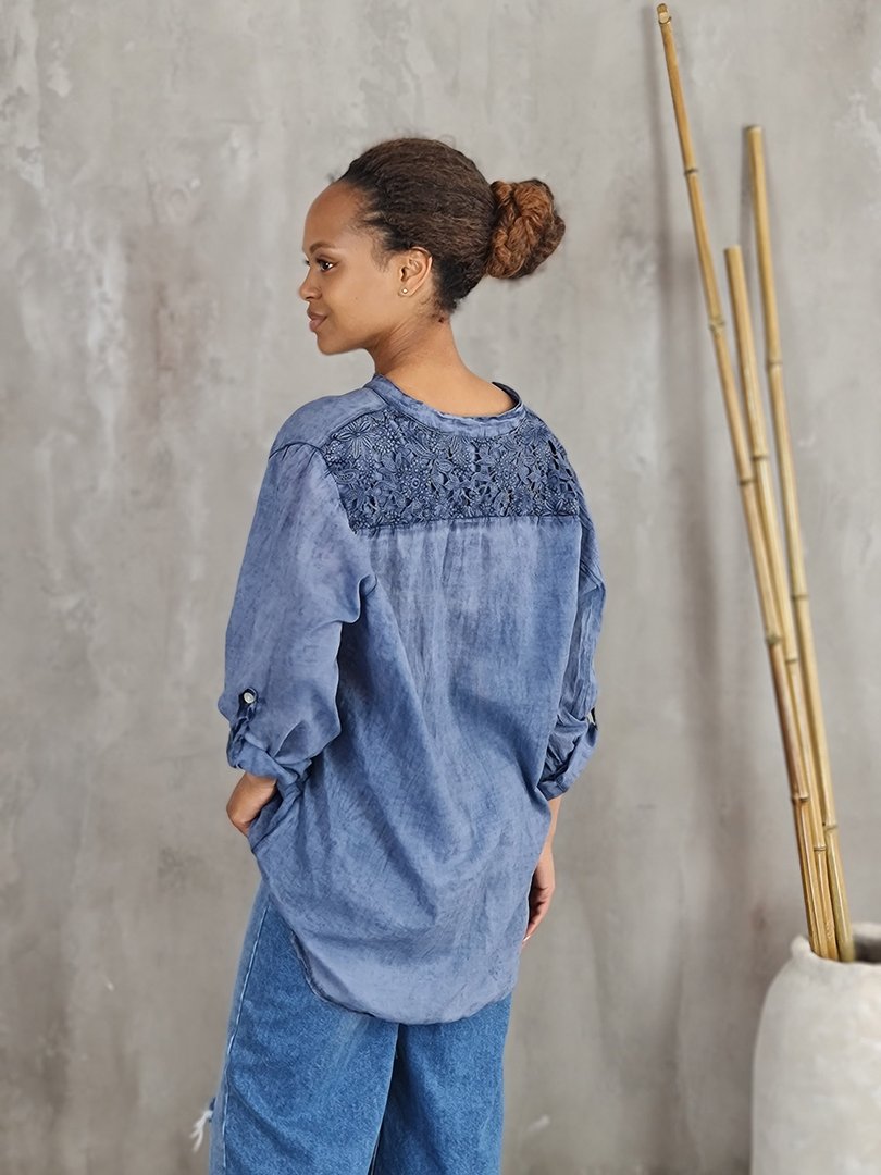 Рубашка STAR с кружевом на спине синяя, фотография №2