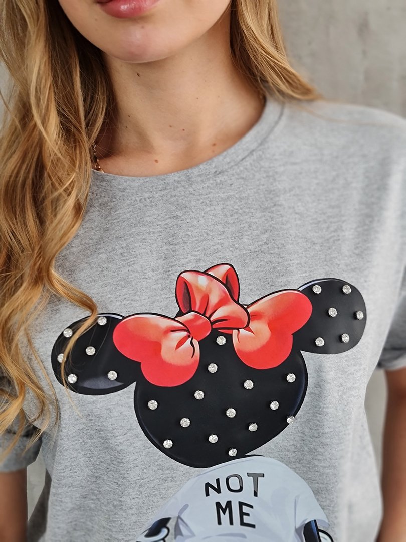 Футболка MIHO'S с микки маусом и стразиками серая, фотография №4