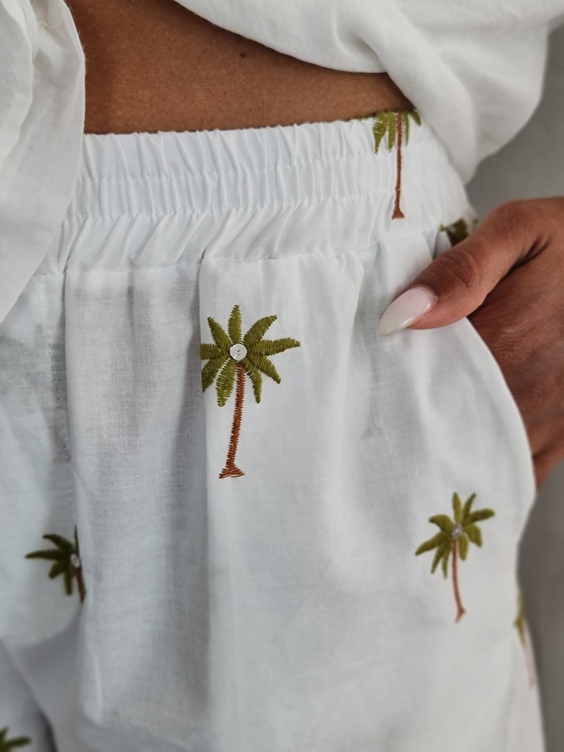 Шорты MIHO'S с пальмами и пайетками белые, фотография №4