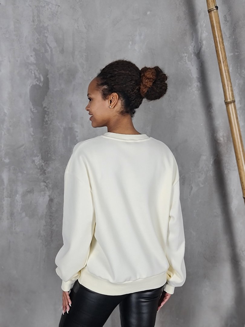 Джемпер Y Two с принтом "сердечки" молочный, фотография №3