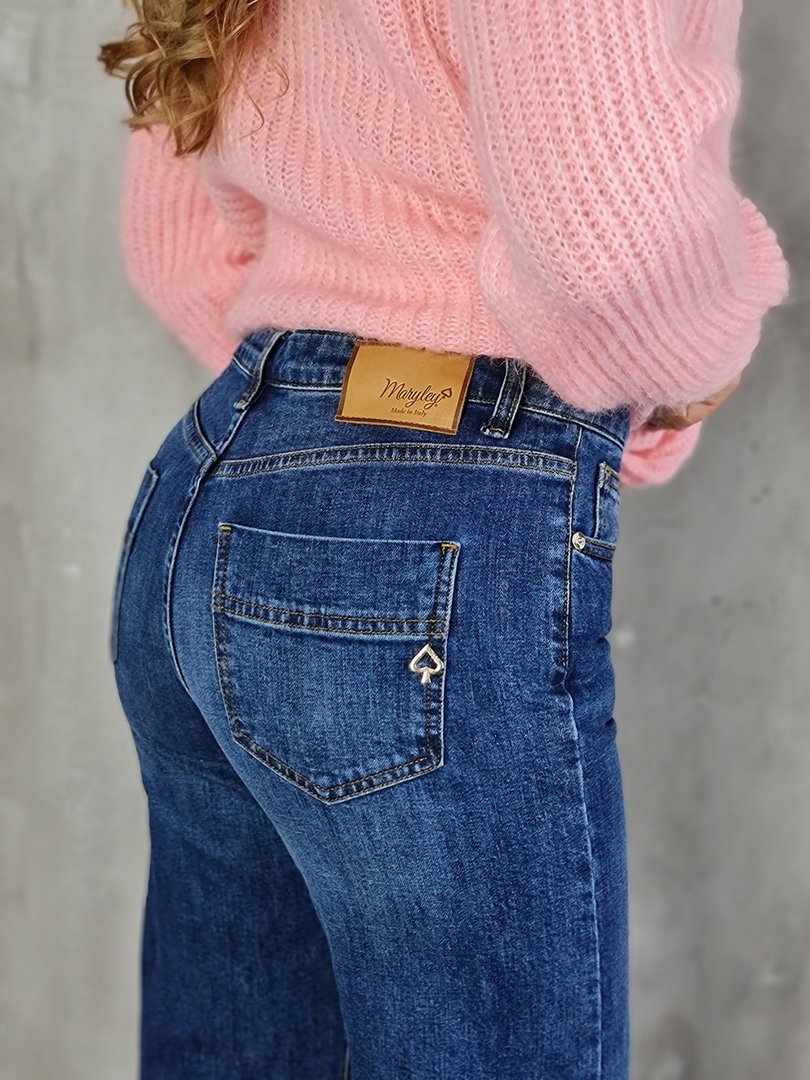 Джинсы Maryley клёш с золотыми пуговицами синие, фотография №6