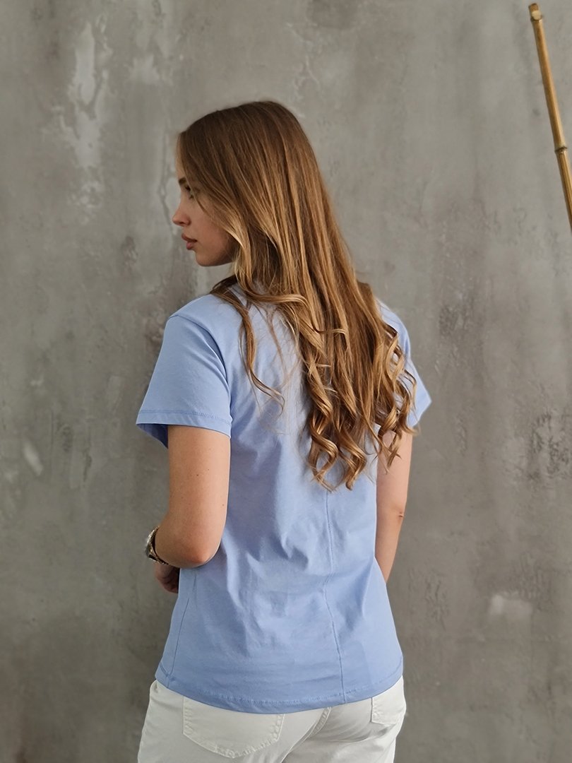 Футболка Please со швом на спине голубая , фотография №2