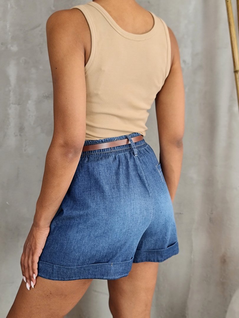 Шорты Please с тонким ремешком легкие синие , фотография №4