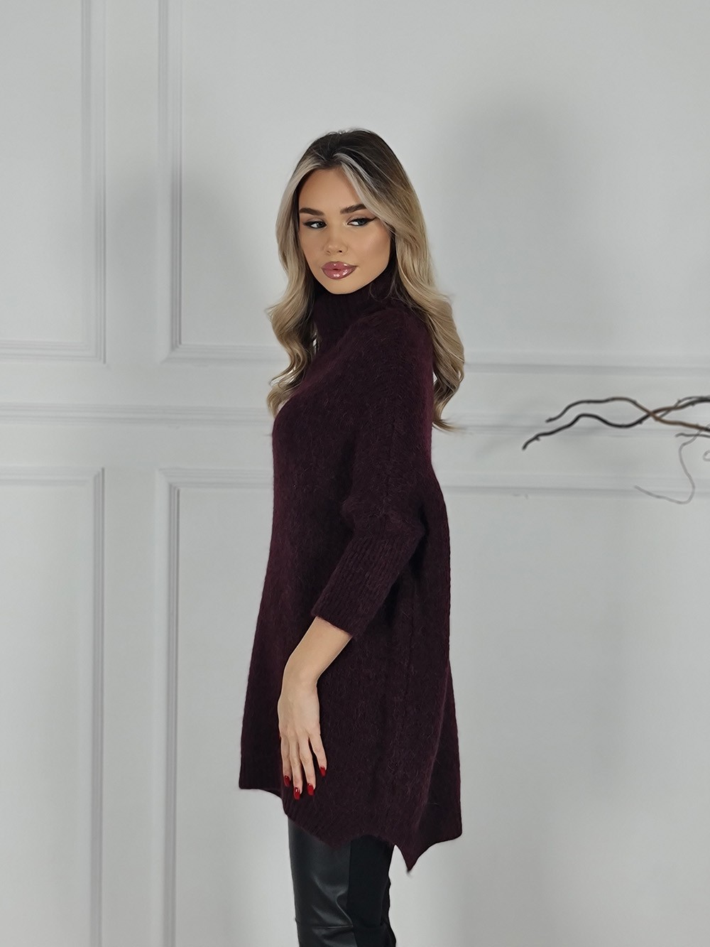 Туника Imperial шерстяная с воротником винная, фотография №2