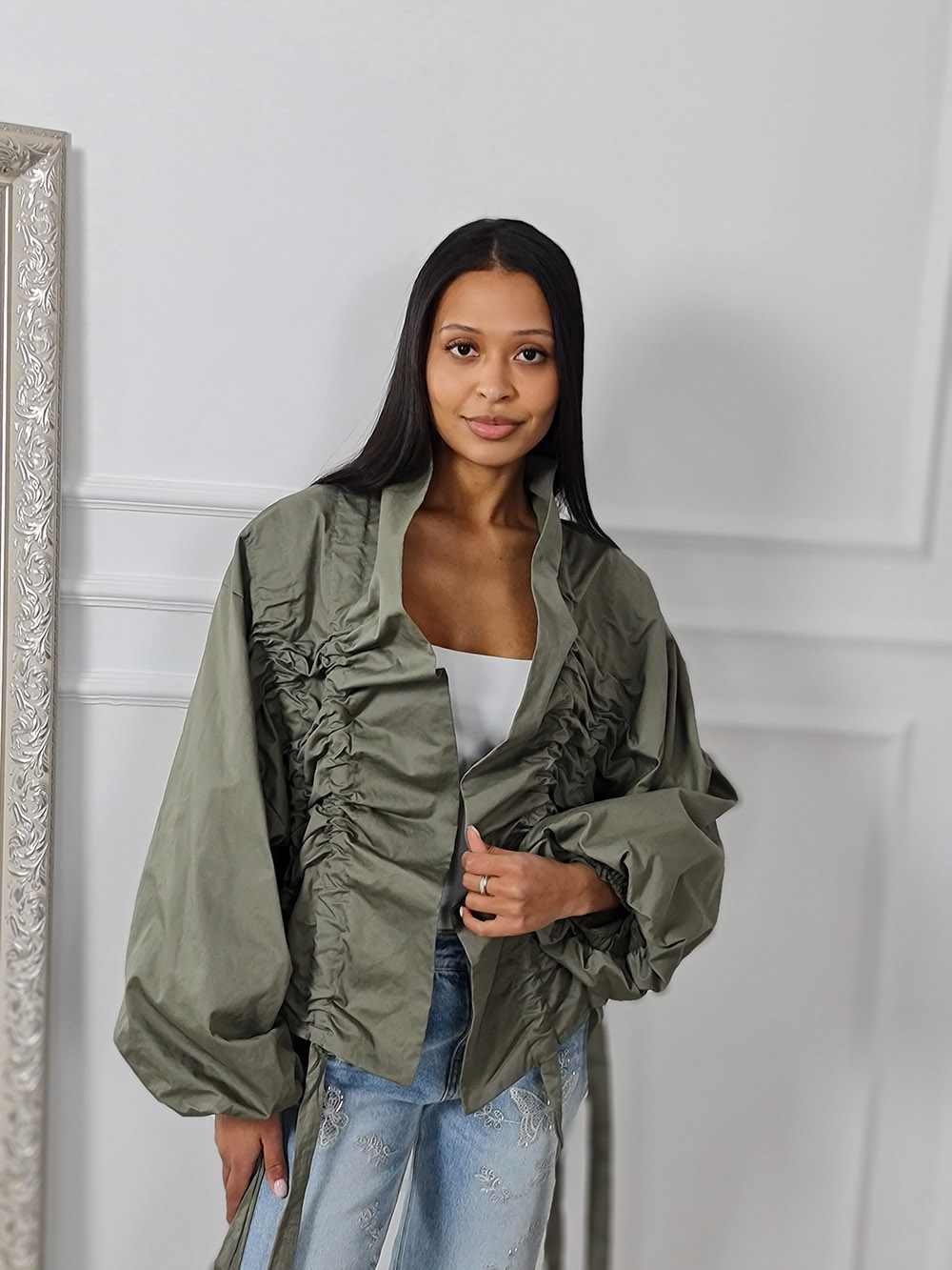 Куртка Mitica&co с жабо хаки , фотография №1