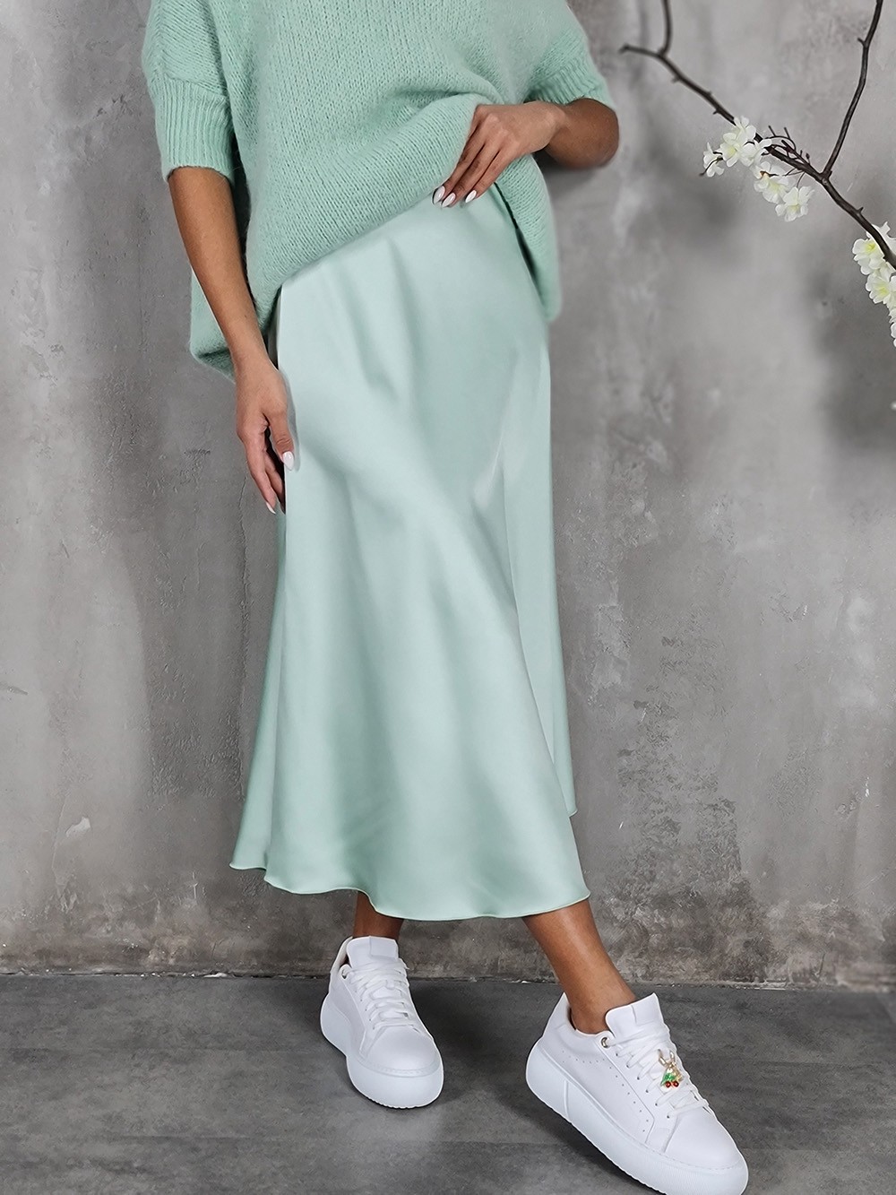 Юбка MIHO'S шелковистая вискоза мятная , фотография №1