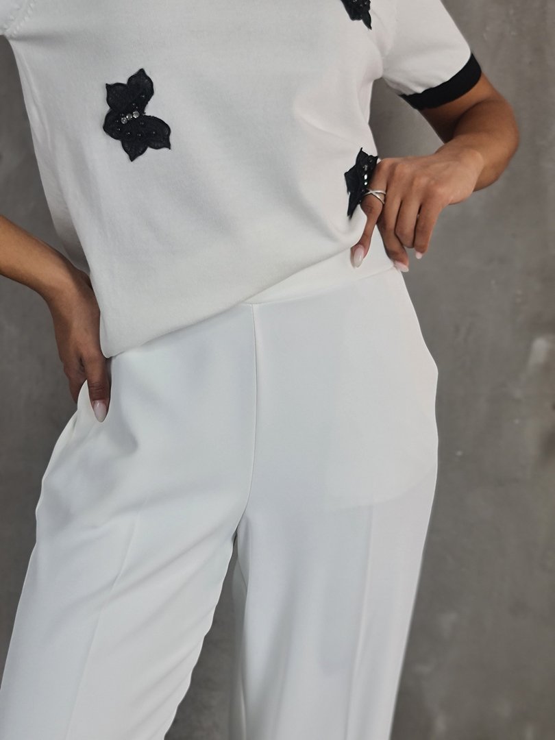 Брюки Imperial палаццо с карманами на резинке белые, фотография №4