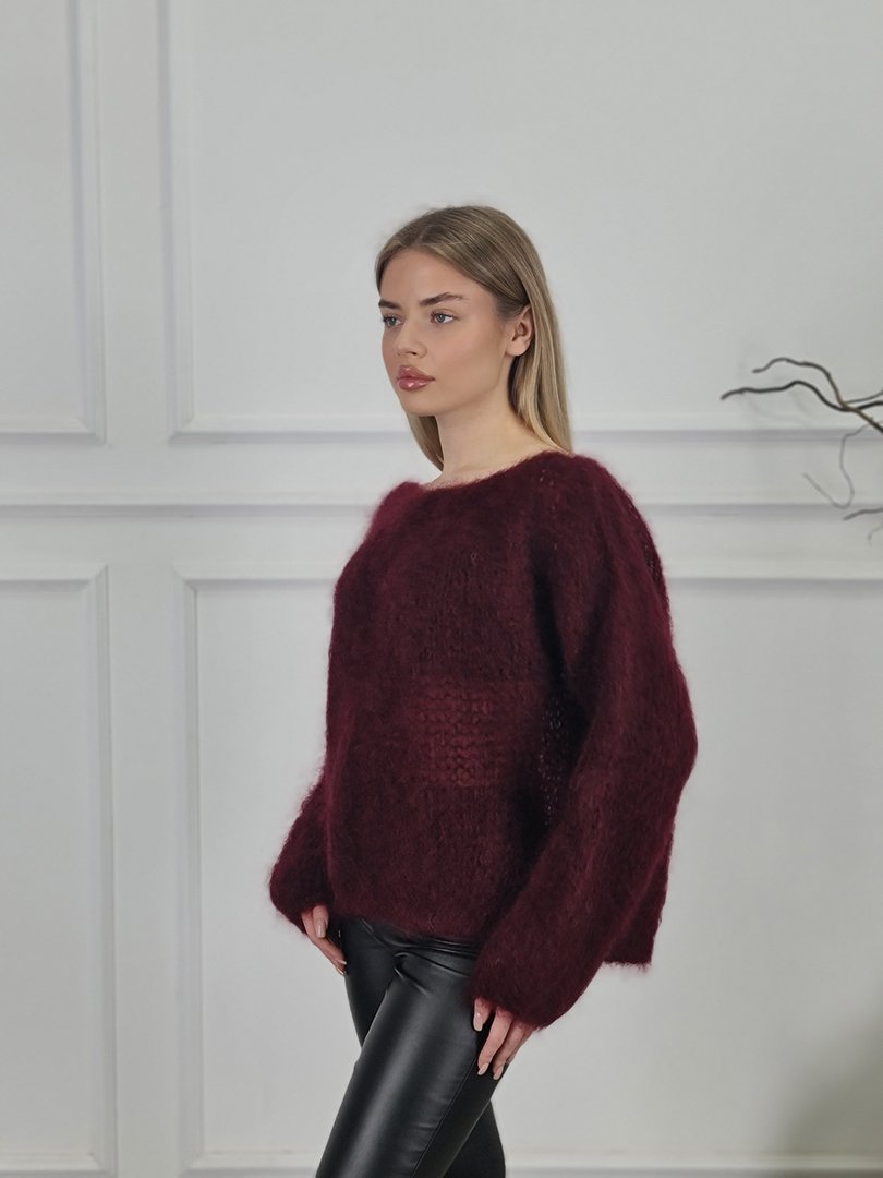 Джемпер Adele & Beautty tricot бэби мохер с длинным рукавом винный, фотография №2