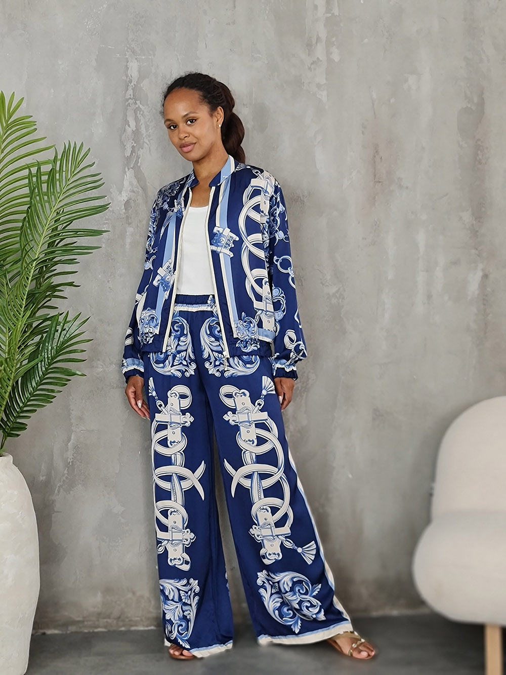 Костюм New Collection с принтом в стиле Hermes синий, фотография №1