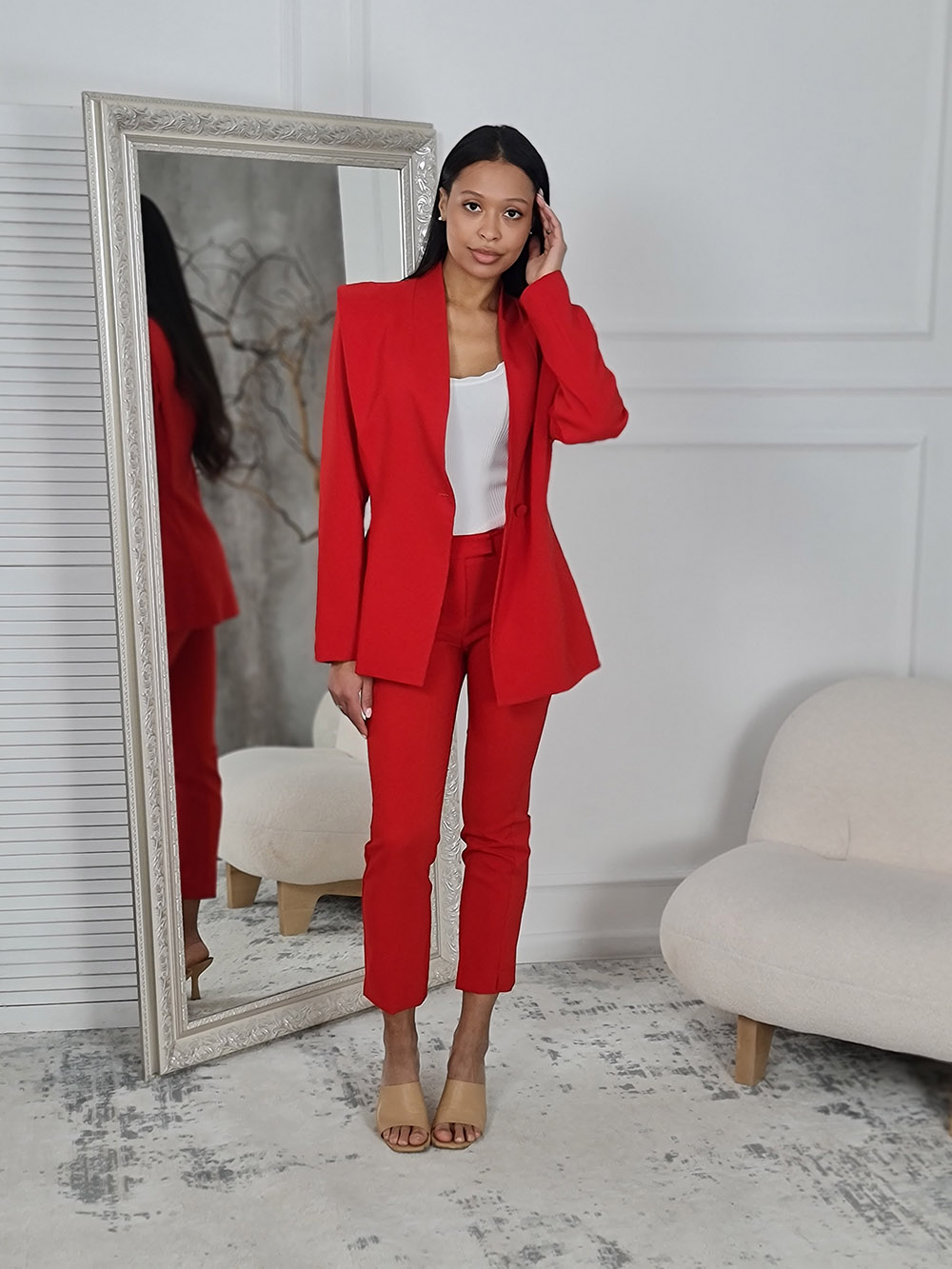 Пиджак Imperial приталенный на одной пуговице красный , фотография №5