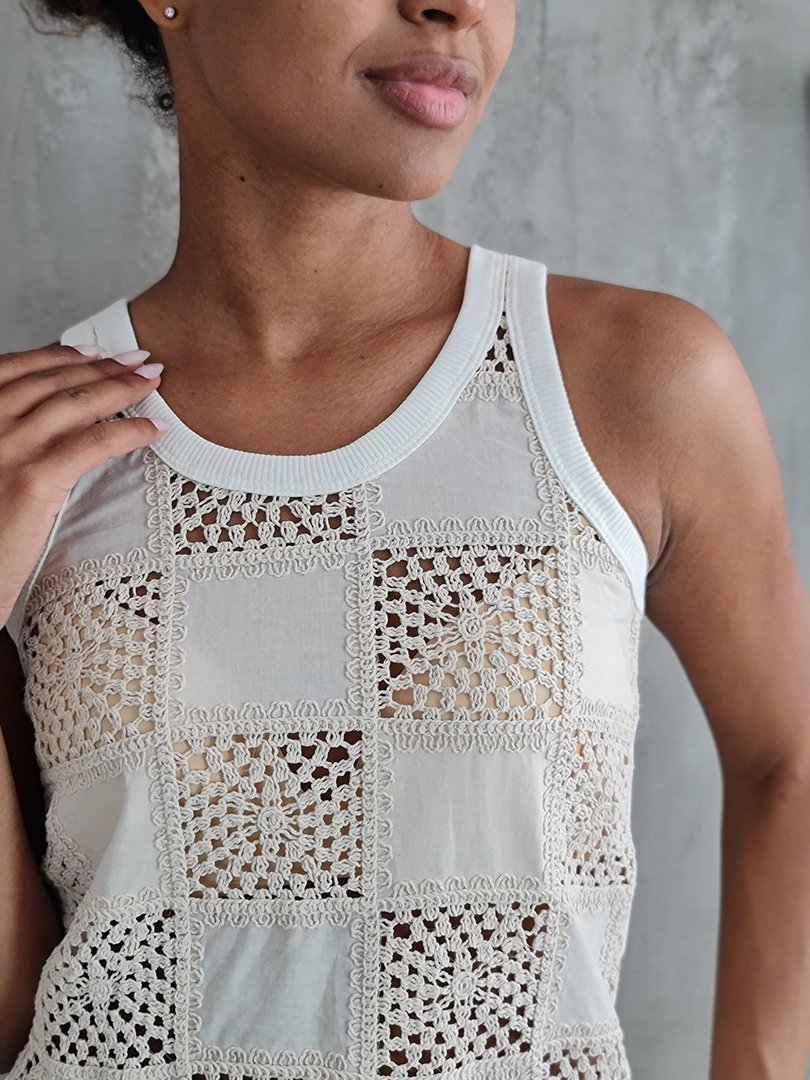 Топ Please пэчворк белый, фотография №3