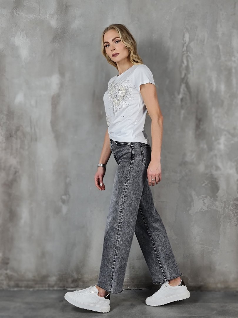 Джинсы Joleen прямые с необработанным нижним краем тёмно-серые, фотография №4