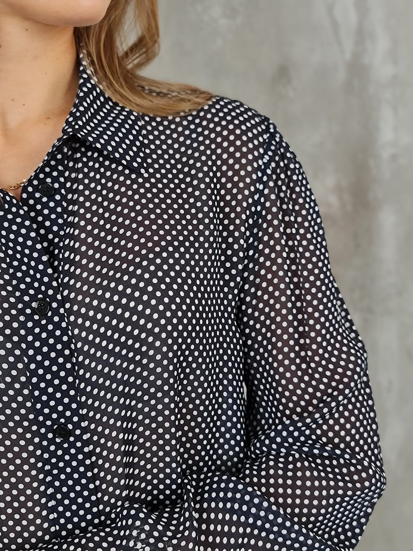 Рубашка Imperial в белый мелкий горошек черная , фотография №5