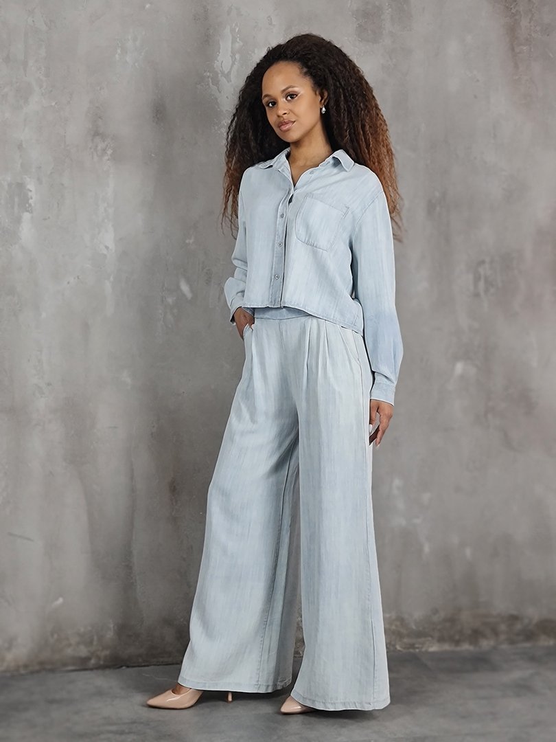 Костюм J&J Couture рубашка и брюки голубой, фотография №1