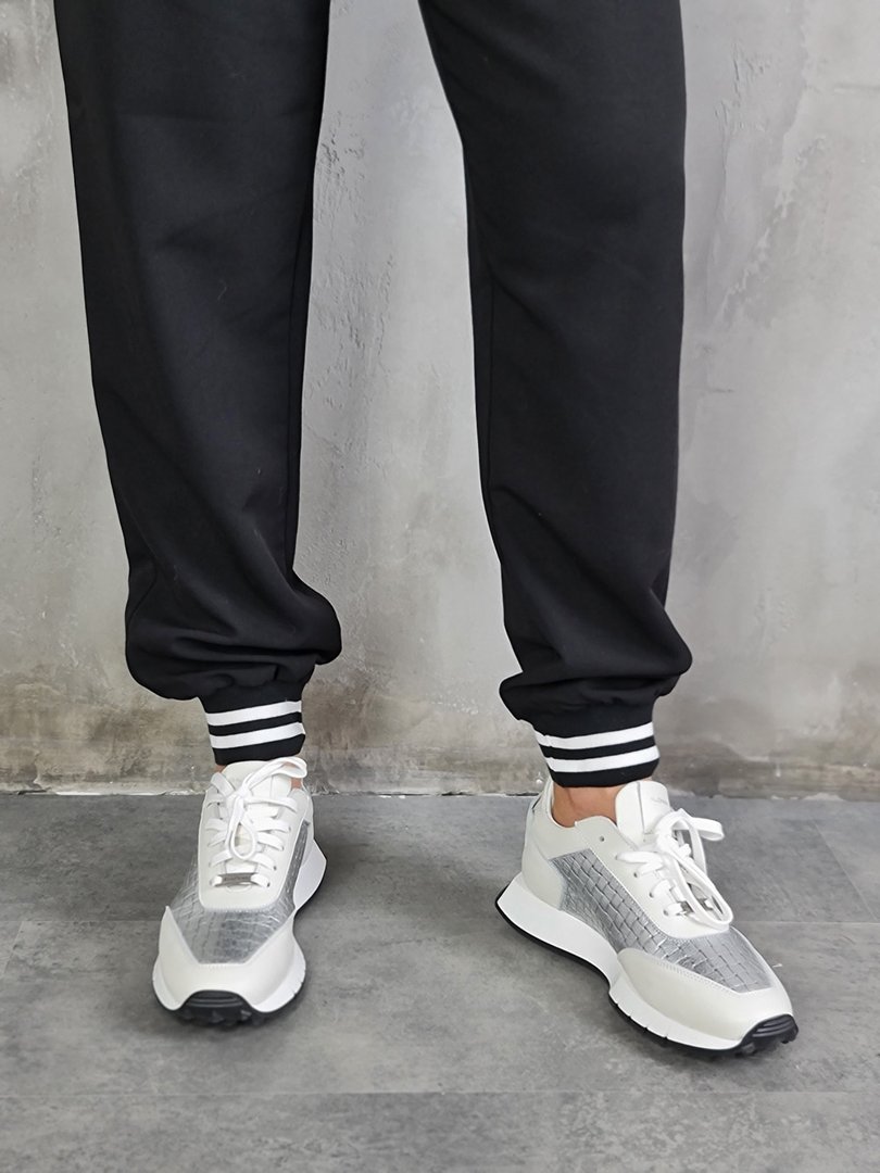 Брюки Imperial на завязках с полосатыми резинками внизу чёрные, фотография №4