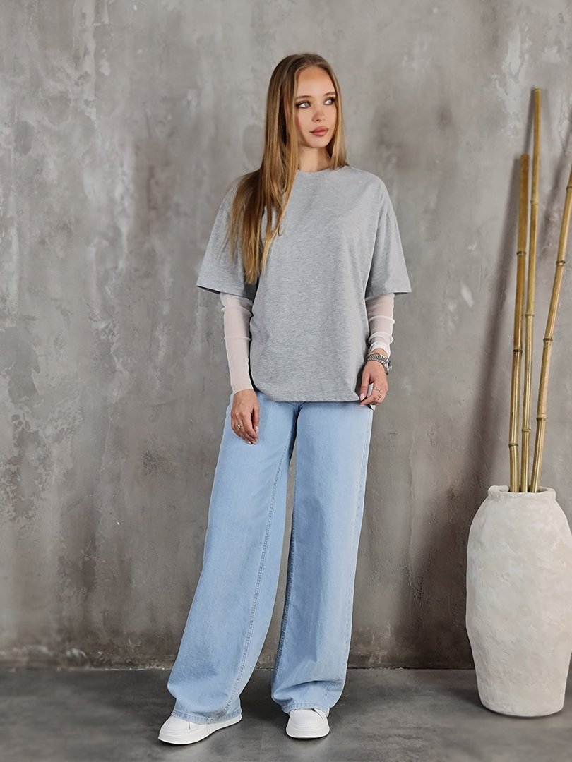 Лонгслив Vicolo с сетчатыми рукавами серый, фотография №2