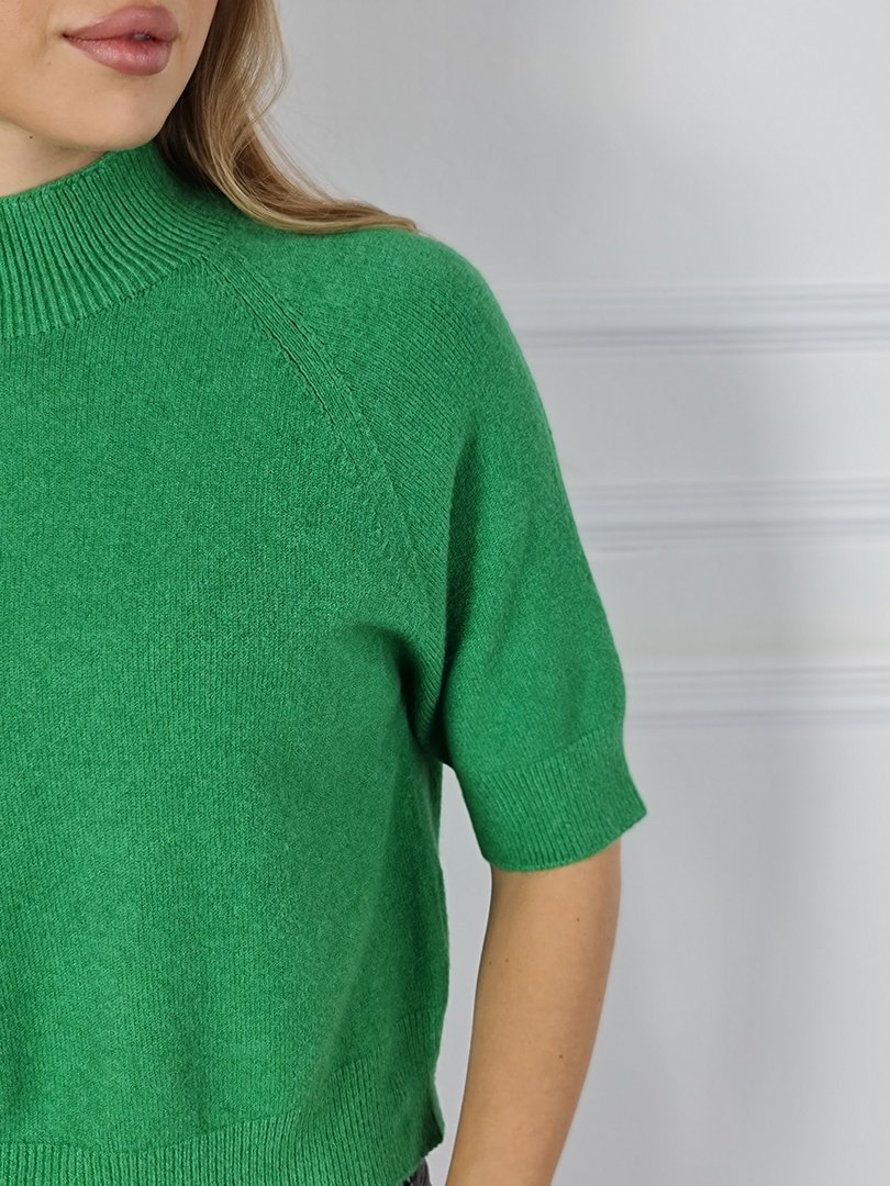 Джемпер J&J Couture укороченный с рукавом до локтя зелёный, фотография №3