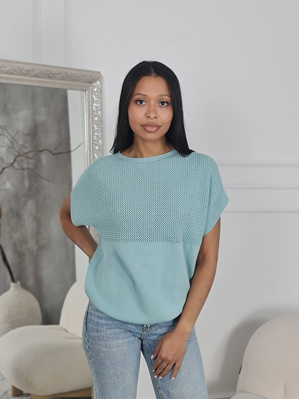 Джемпер PAQUITO с перфорацией мятный, фотография №1