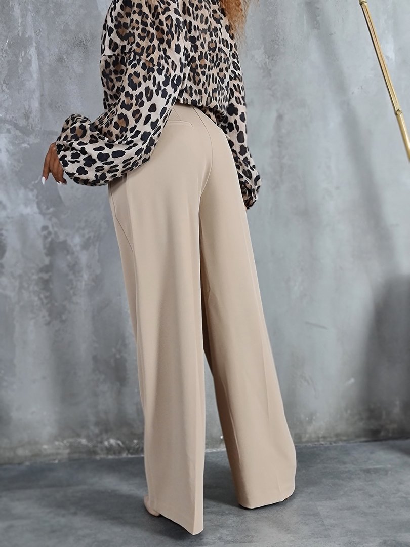 Брюки Imperial с тонким поясом прямые широкие песочные, фотография №3