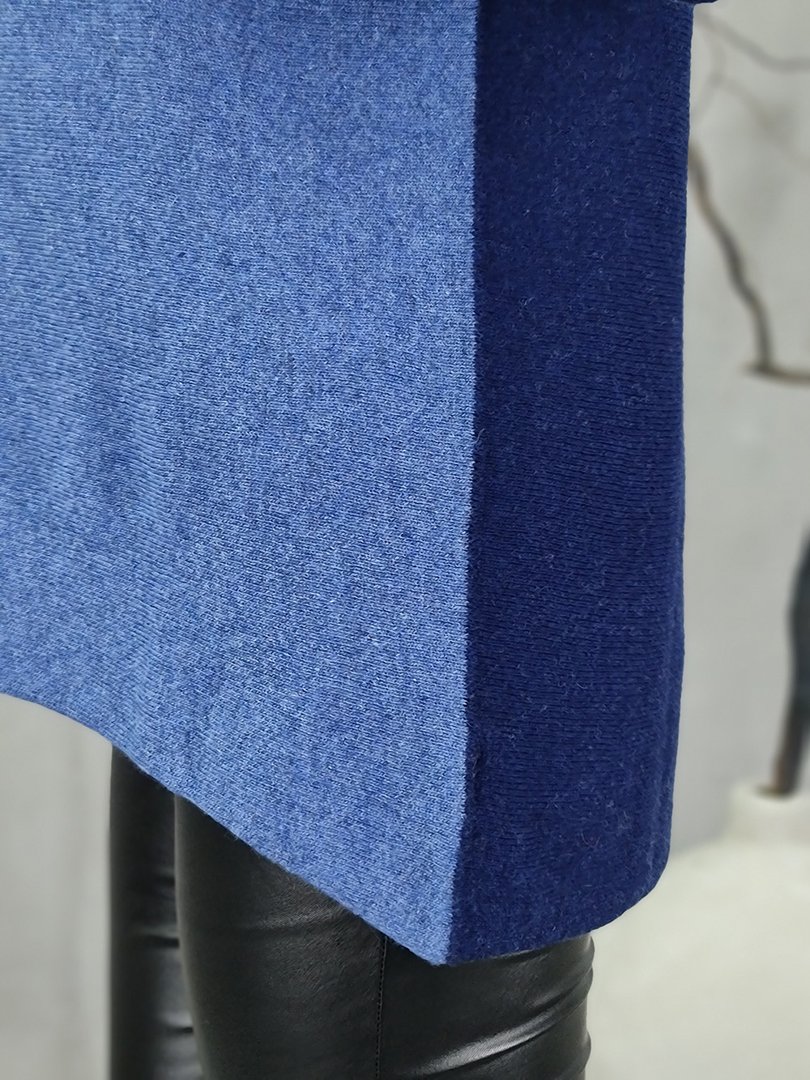 Водолазка Cashmere Blend с кашемиром двухцветная синяя/темно-синяя, фотография №4