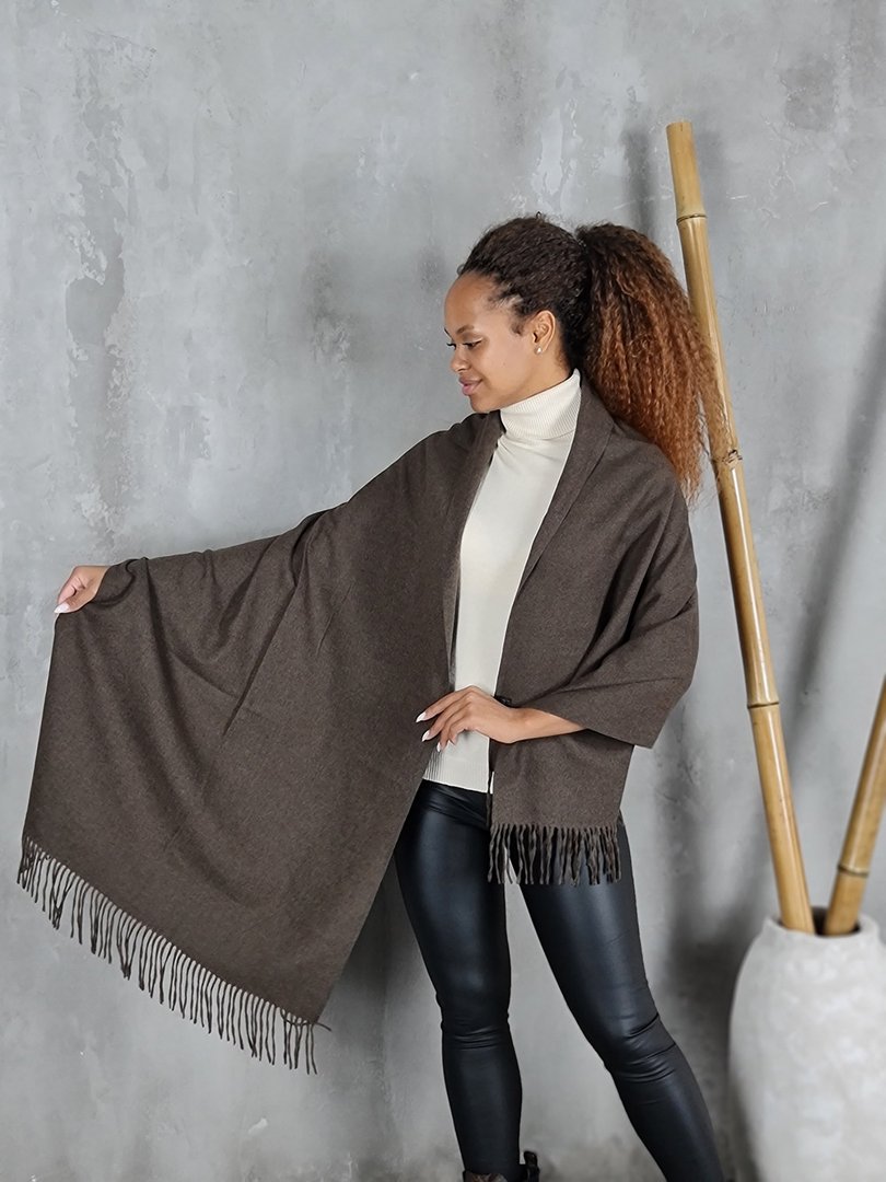 Палантин Grace кашемировый темно-коричневый, фотография №1