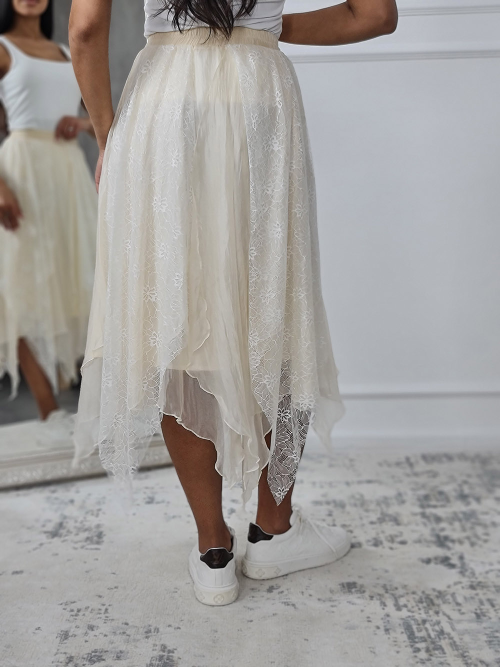 Юбка Mitica&co с кружевом цветочным бежевая , фотография №3