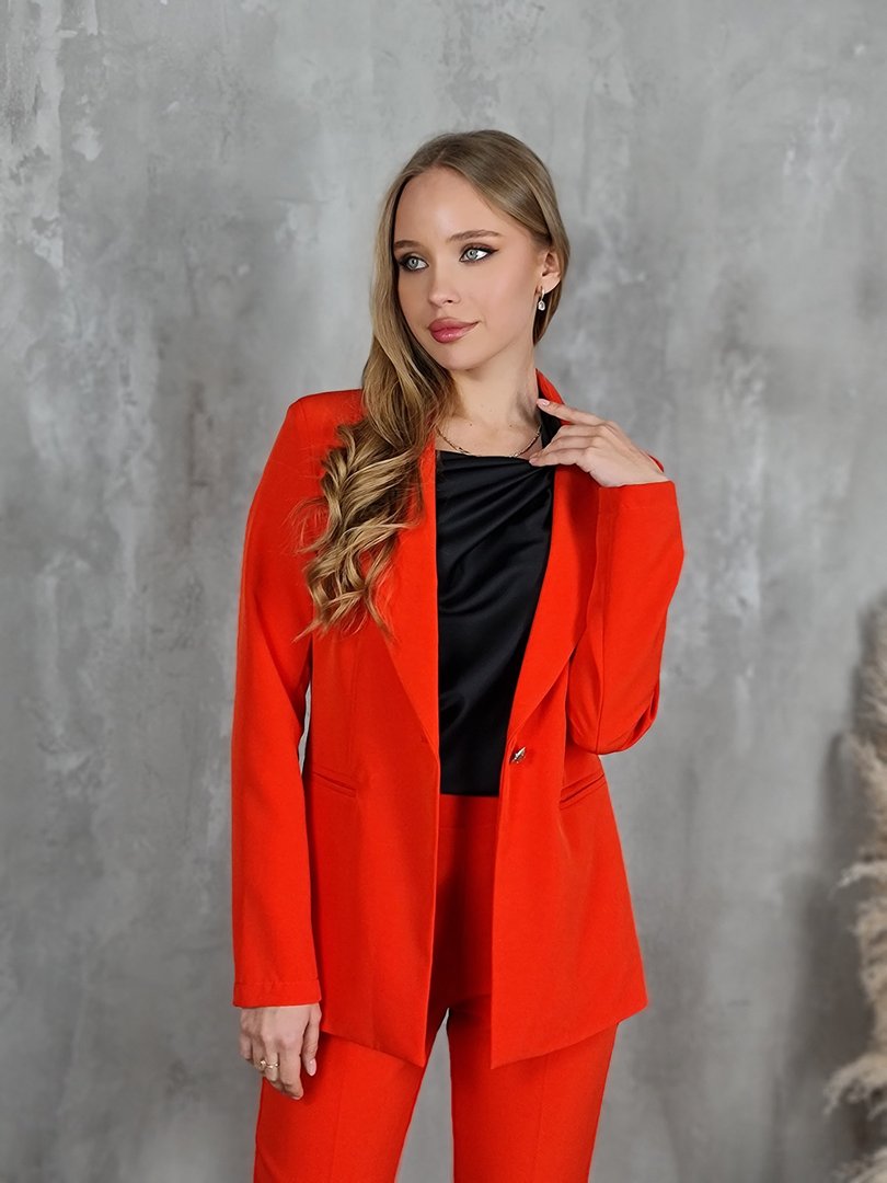 Костюм Maryley пиждак и брюки на резинке красный, фотография №4